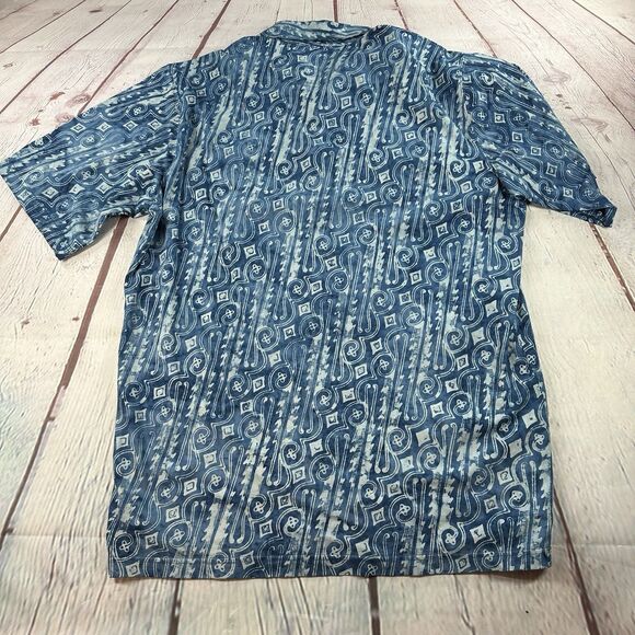 The Territory Ahead Shirt Mens LT Blue Abstract Hawaiian Geometric Polo - Picture 10 of 10